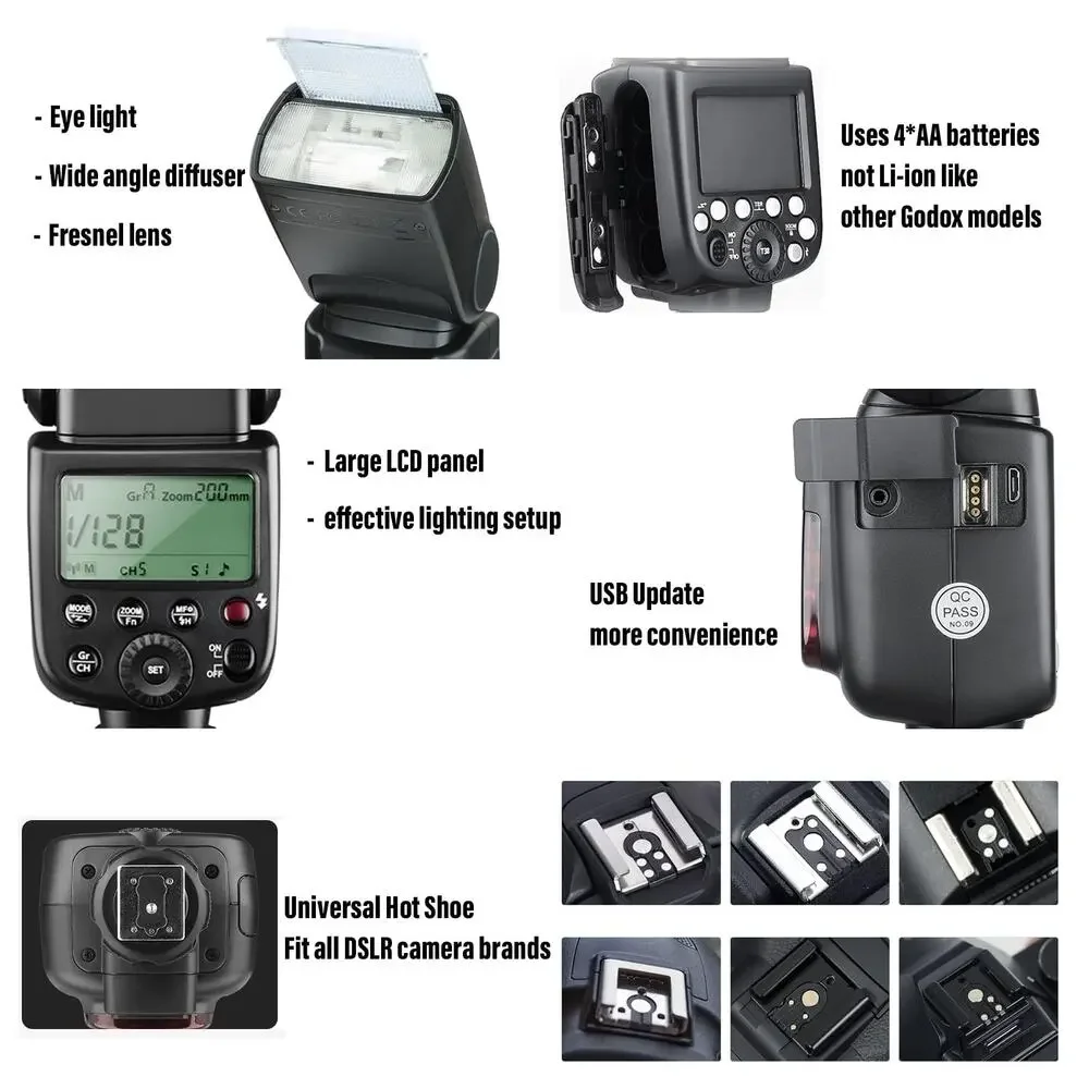 Godox TT600 2.4G Wireless Camera Flash Speedlite Master/Slave GN60 Manual Flash